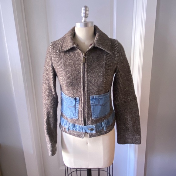 GUESS DENIM AND TWEED JACKET - Picture 1 of 4